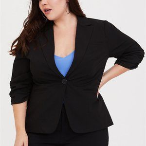 Torrid Black Ruched Sleeve Blazer Size 1